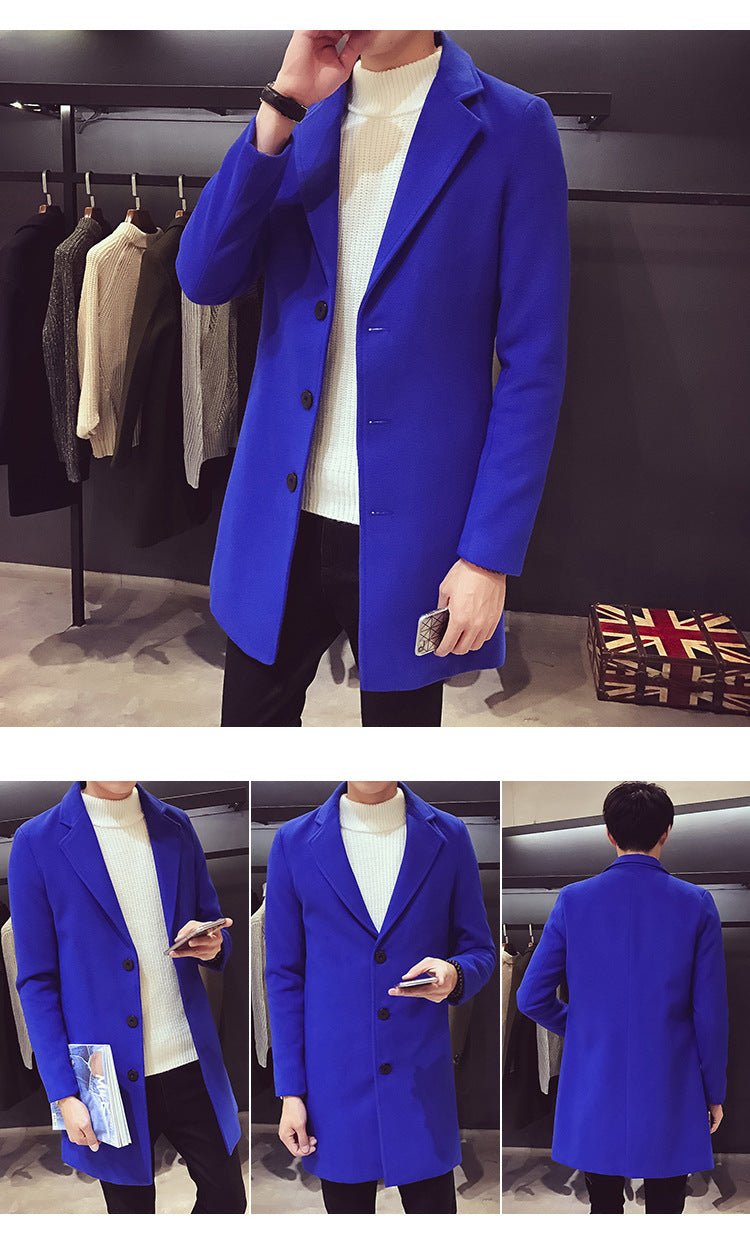 Men's Long Cotton Windbreaker Jacket Casual Slim Fit
