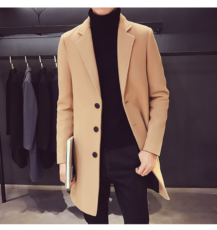 Men's Long Cotton Windbreaker Jacket Casual Slim Fit