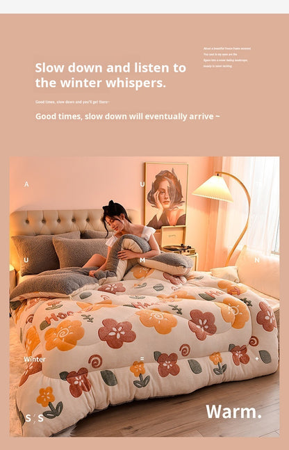 Lamb Fleece Blanket Double-Sided Velvet Warm Quilt
