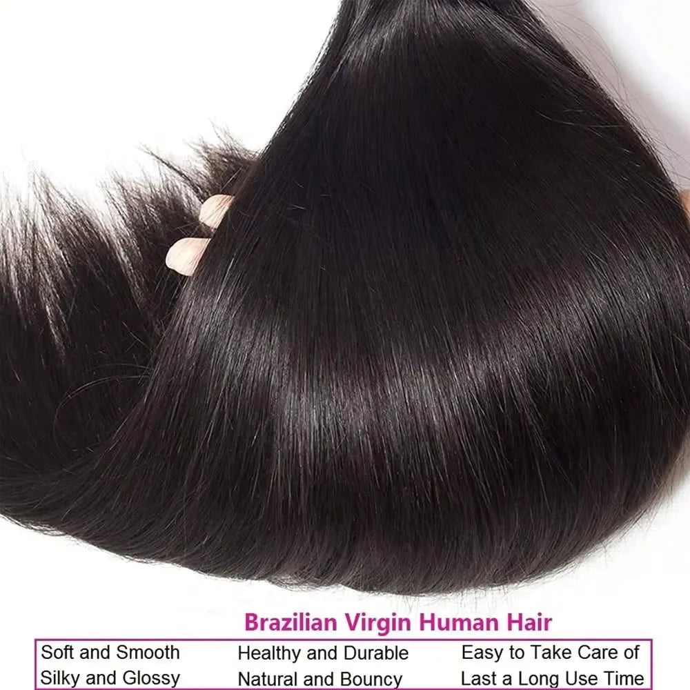 Bone Straight Raw Human Hair Bundles 36 40 Inch Black