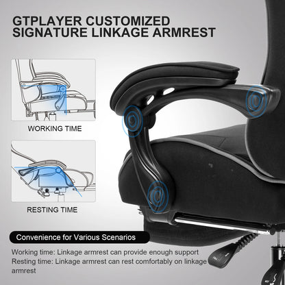 GTPLAYER Gaming Chair with Footrest and Lumbar Support