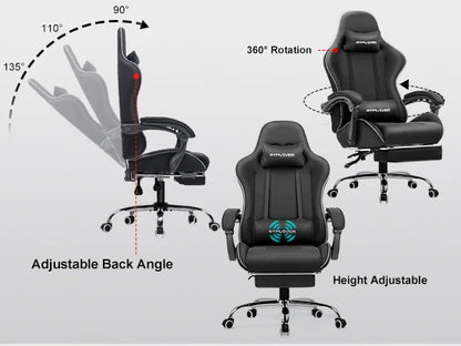 GTPLAYER Gaming Chair with Footrest and Lumbar Support