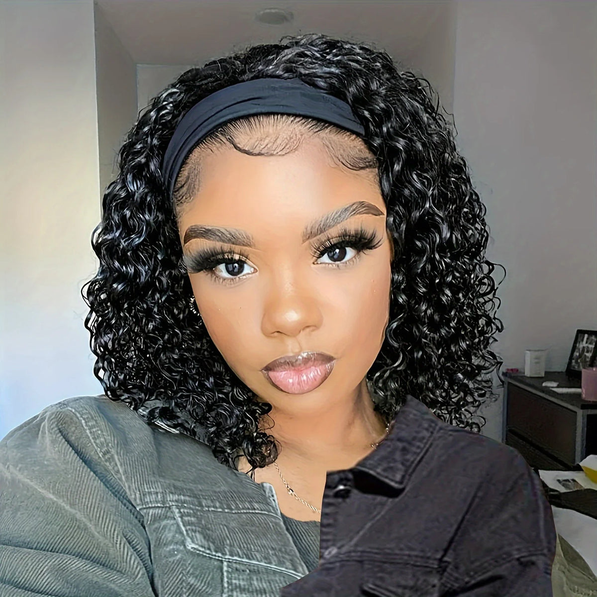 Deep Wave Human Hair Headband Wig for Women
