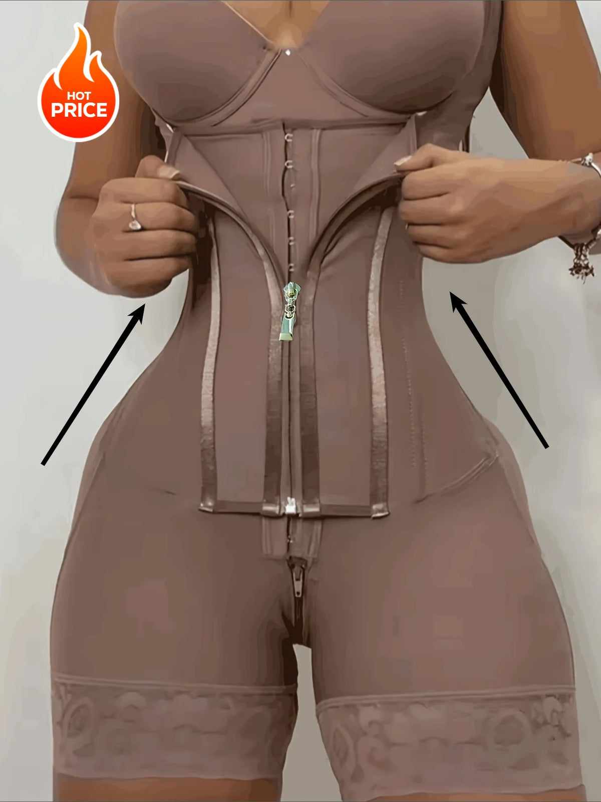 Women's Black Lace-Trimmed Shapewear Bodysuit