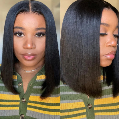 Yaki Straight Bob Wig 100% Human Hair Glueless 13x4