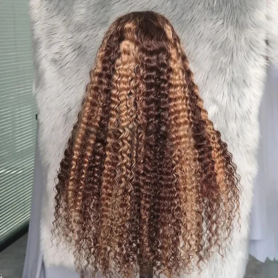 Ombre Deep Curly Lace Frontal Wig 13x4 Brazilian Hair