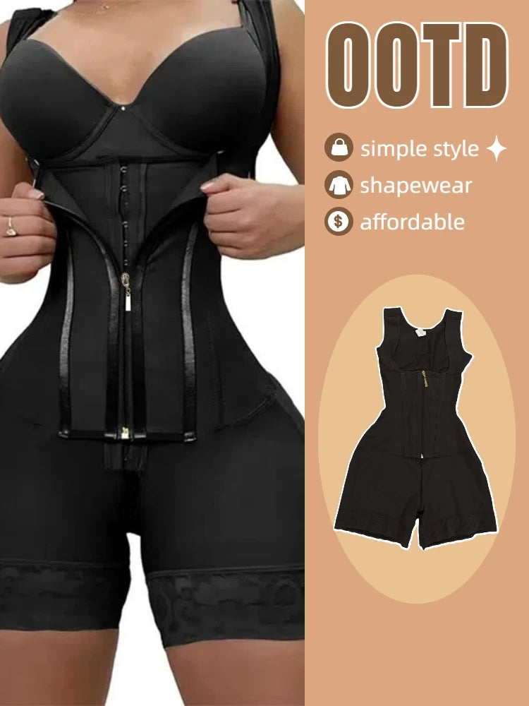 Women's Black Lace-Trimmed Shapewear Bodysuit
