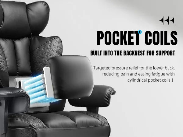 Ergonomic Leather High Back Office Chair with Footrest