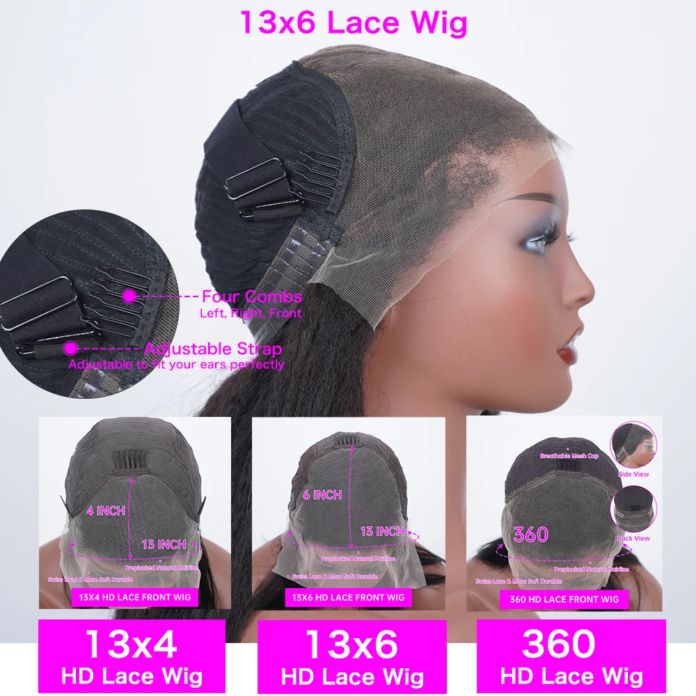 Bone Straight Lace Front Wig 30 40 Inch Human Hair