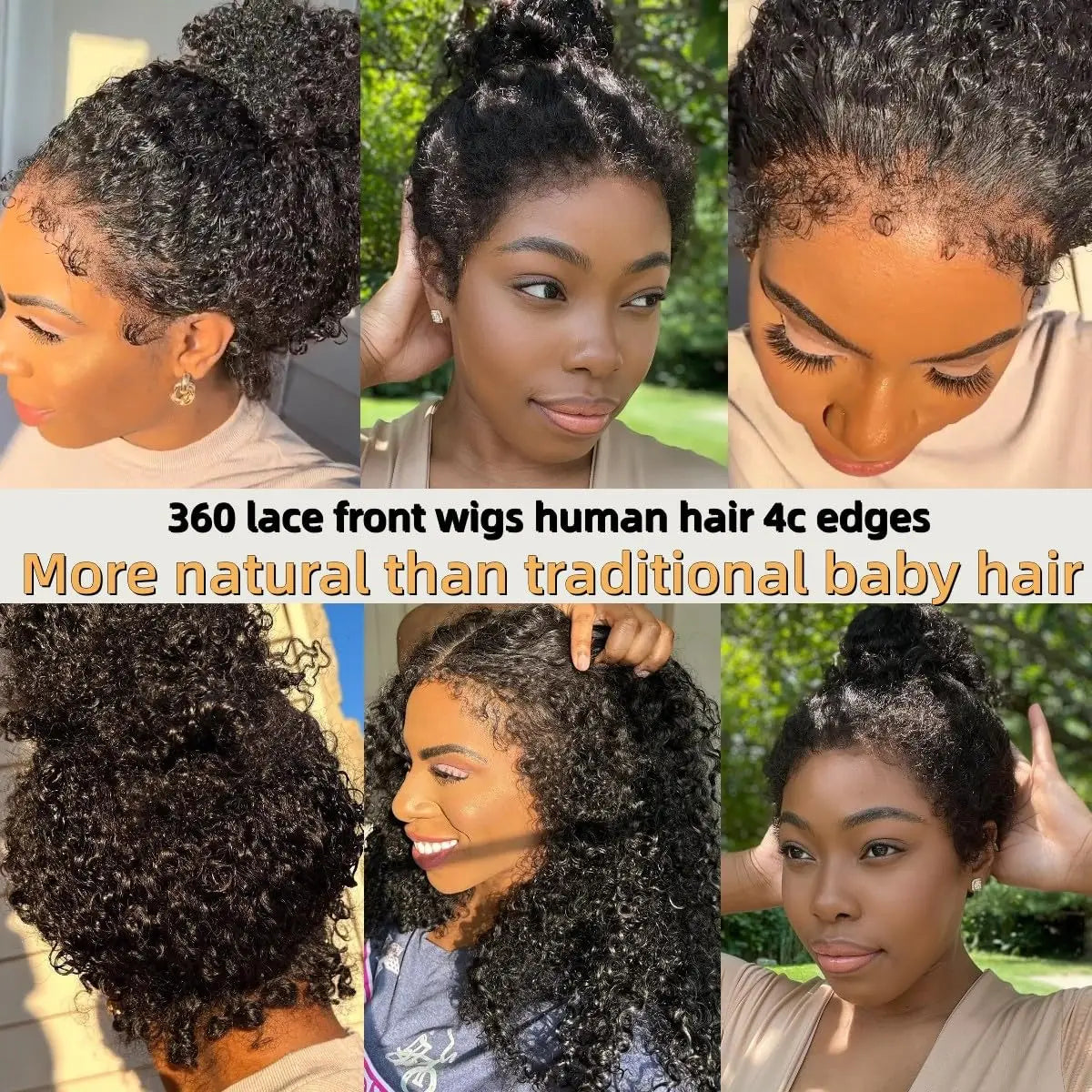 4C Kinky Edges Deep Wave Lace Front Wig Human Hair