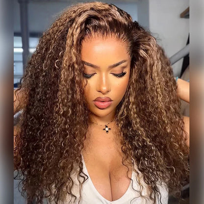Ombre Deep Curly Lace Frontal Wig 13x4 Brazilian Hair