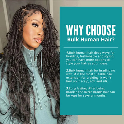 Water Wave Human Hair Bulk Braiding Hair Natural Black