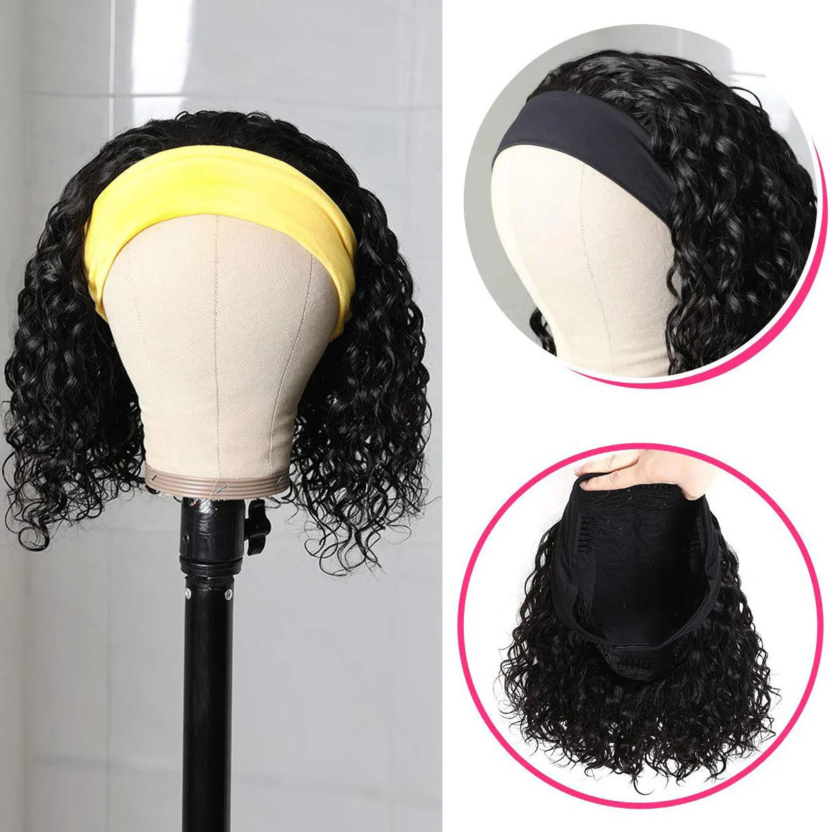 Deep Wave Human Hair Headband Wig for Women