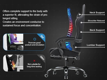 GTPLAYER Gaming Chair with Footrest and Lumbar Support