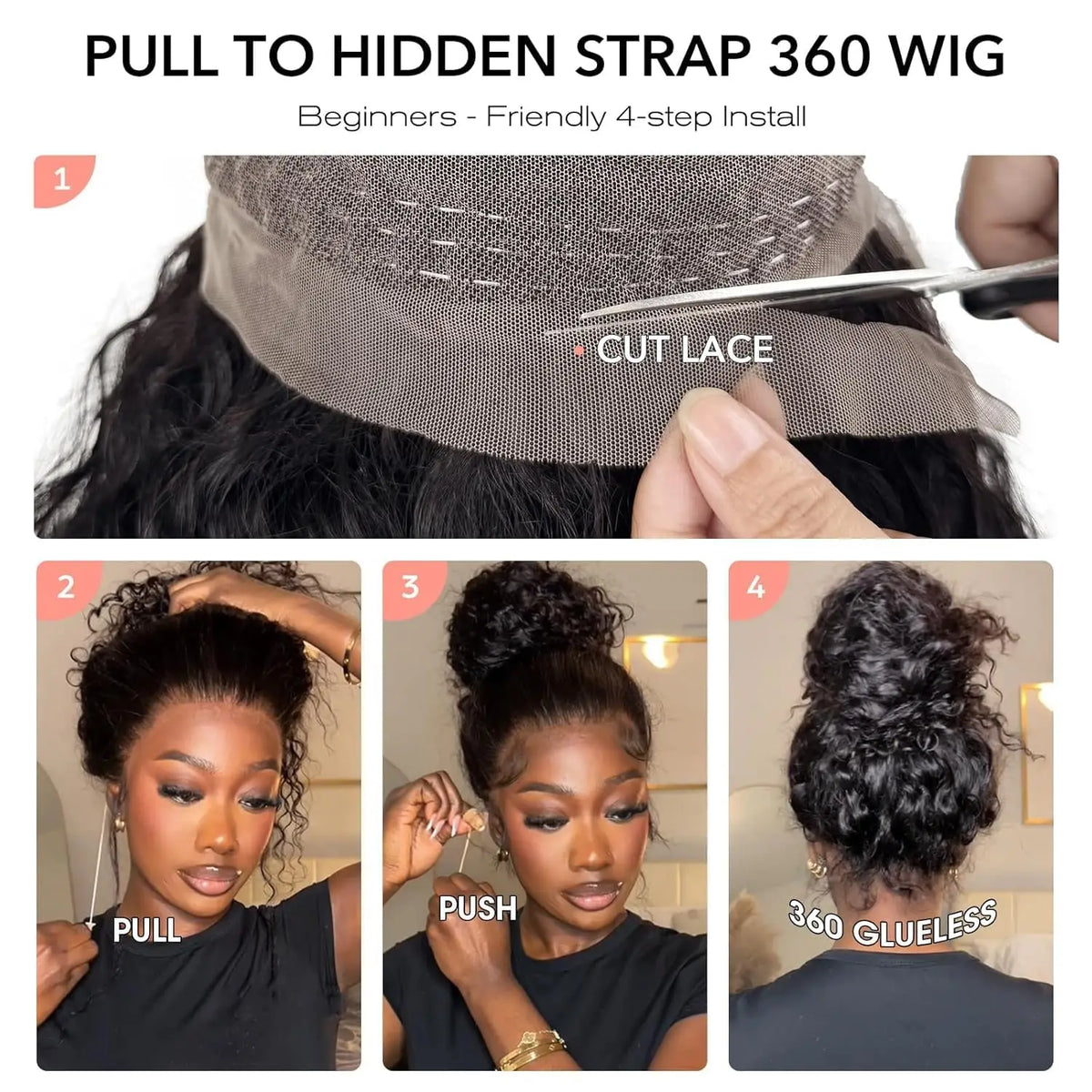 Invisi Strap 360 Lace Front Wig Human Hair Deep Curly