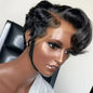 Straight Pixie Cut Human Hair Wig Transparent Lace