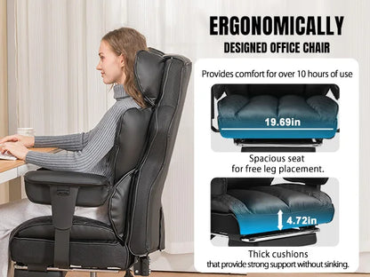 Ergonomic Leather High Back Office Chair with Footrest