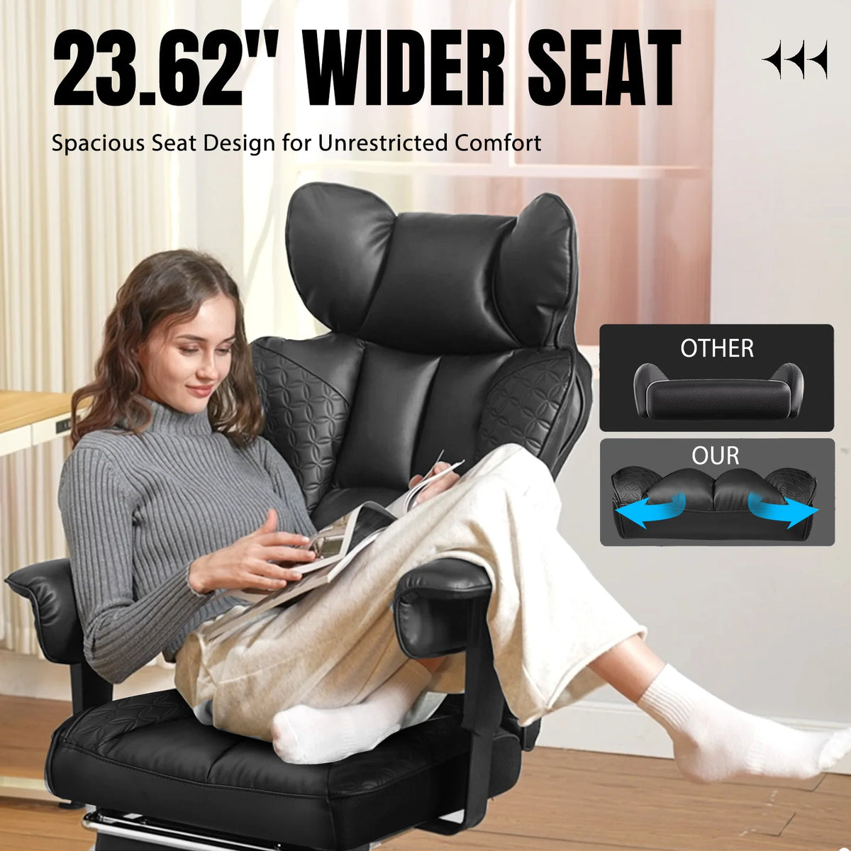 Ergonomic Leather High Back Office Chair with Footrest
