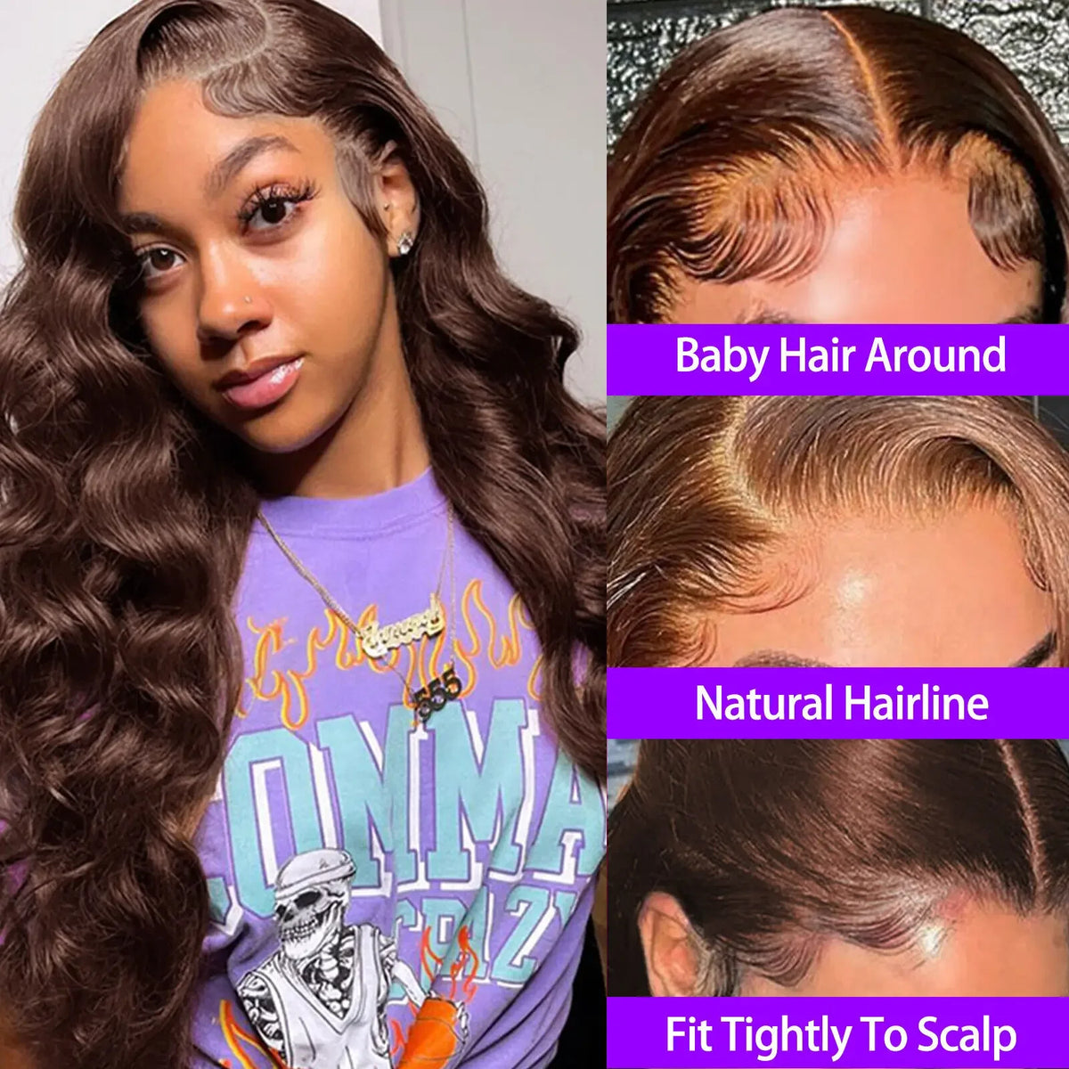 Body Wave Chocolate Brown Lace Front Wig Human Hair