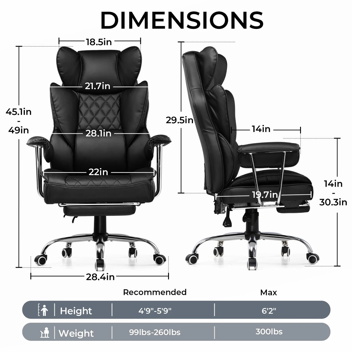Big and Tall Ergonomic Office Chair with Lumbar Support
