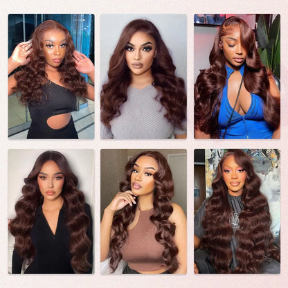 Body Wave Chocolate Brown Lace Front Wig Human Hair