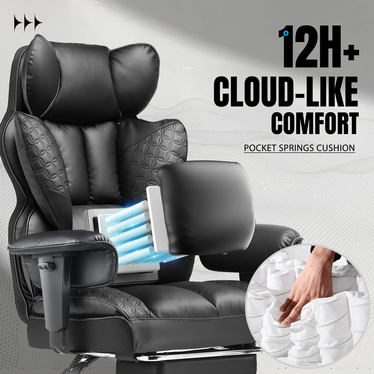Ergonomic Leather High Back Office Chair with Footrest