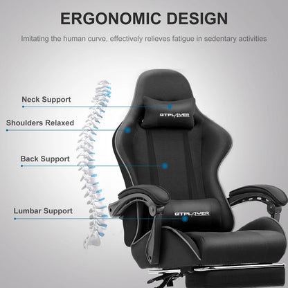 GTPLAYER Gaming Chair with Footrest and Lumbar Support