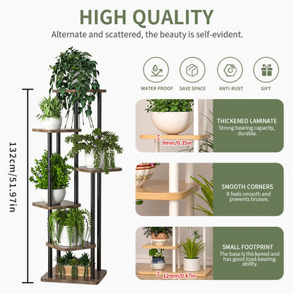 Wooden 6 Tier Plant Stand for Indoor Display