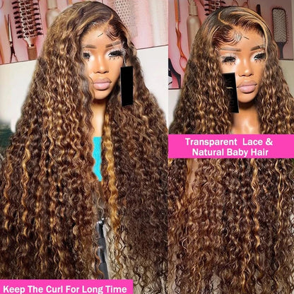 Ombre Deep Curly Lace Frontal Wig 13x4 Brazilian Hair