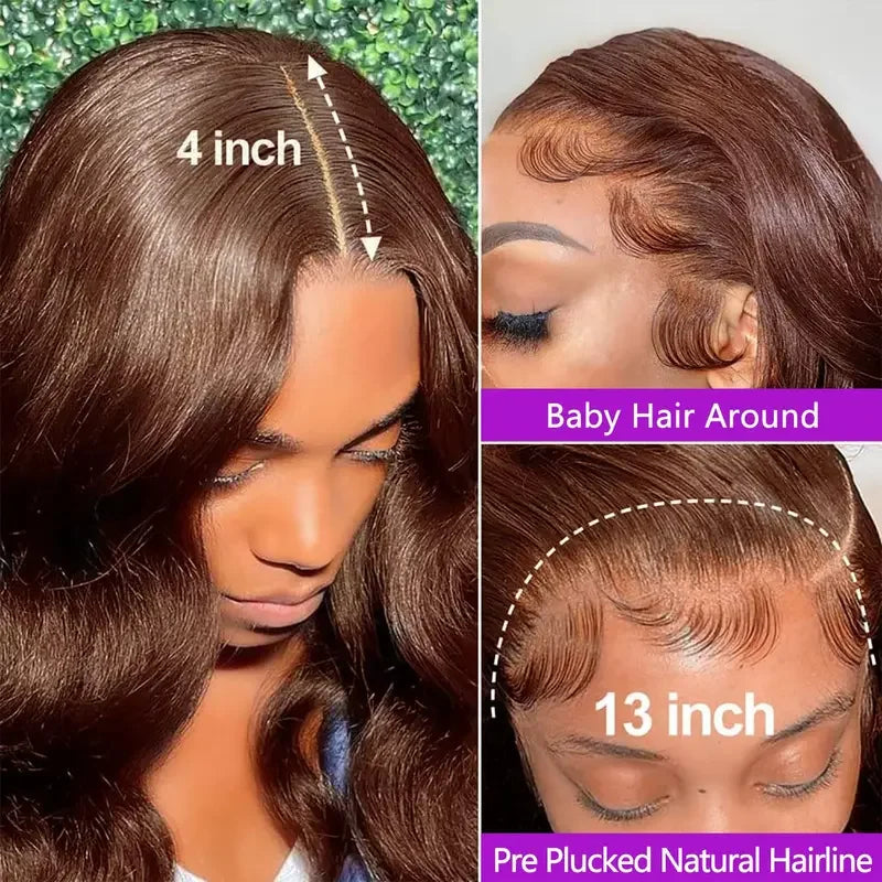 Body Wave Chocolate Brown Lace Front Wig Human Hair