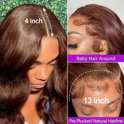 Body Wave Chocolate Brown Lace Front Wig Human Hair