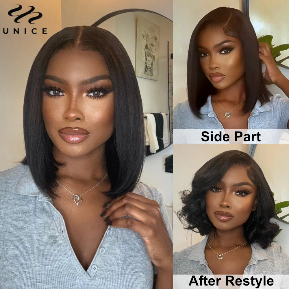 Yaki Straight Bob Wig 100% Human Hair Glueless 13x4