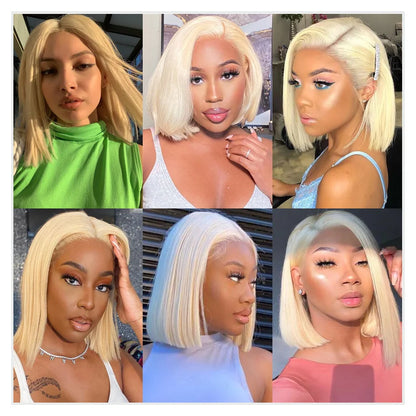 613 Blonde Bob Human Hair Lace Frontal Wig