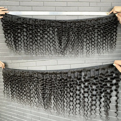 Deep Wave Curly Human Hair Bundles Natural Color 28 30 40 42 Inch