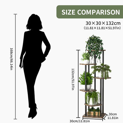Wooden 6 Tier Plant Stand for Indoor Display