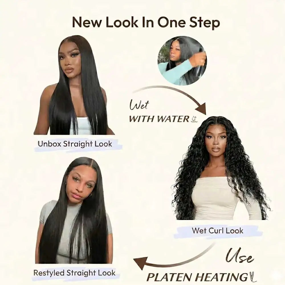 2-in-1 Straight to Water Wave Human Hair Wig