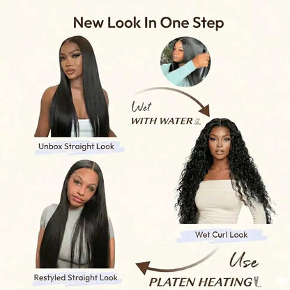 2-in-1 Straight to Water Wave Human Hair Wig