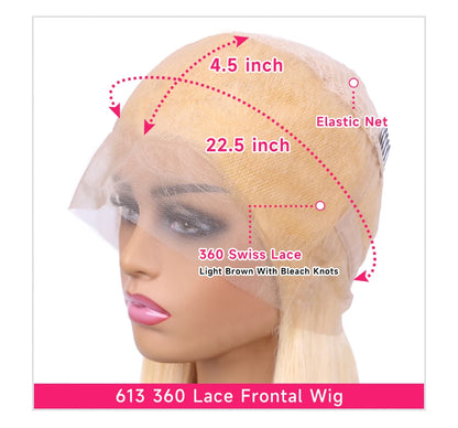 360 Lace Frontal Wig 613 Blonde Body Wave Human Hair