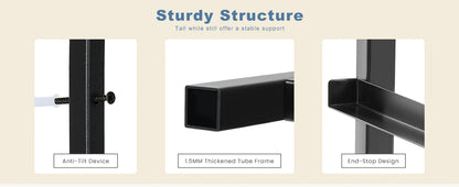 JHK Modern Wooden Dresser with 7 Fabric Drawers