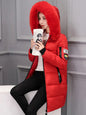 Winter Women Parka with Fur Collar and Zipper Pockets