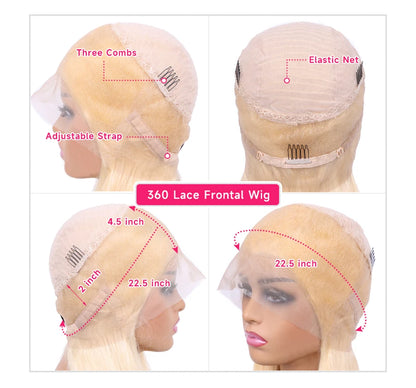 360 Lace Frontal Wig 613 Blonde Body Wave Human Hair