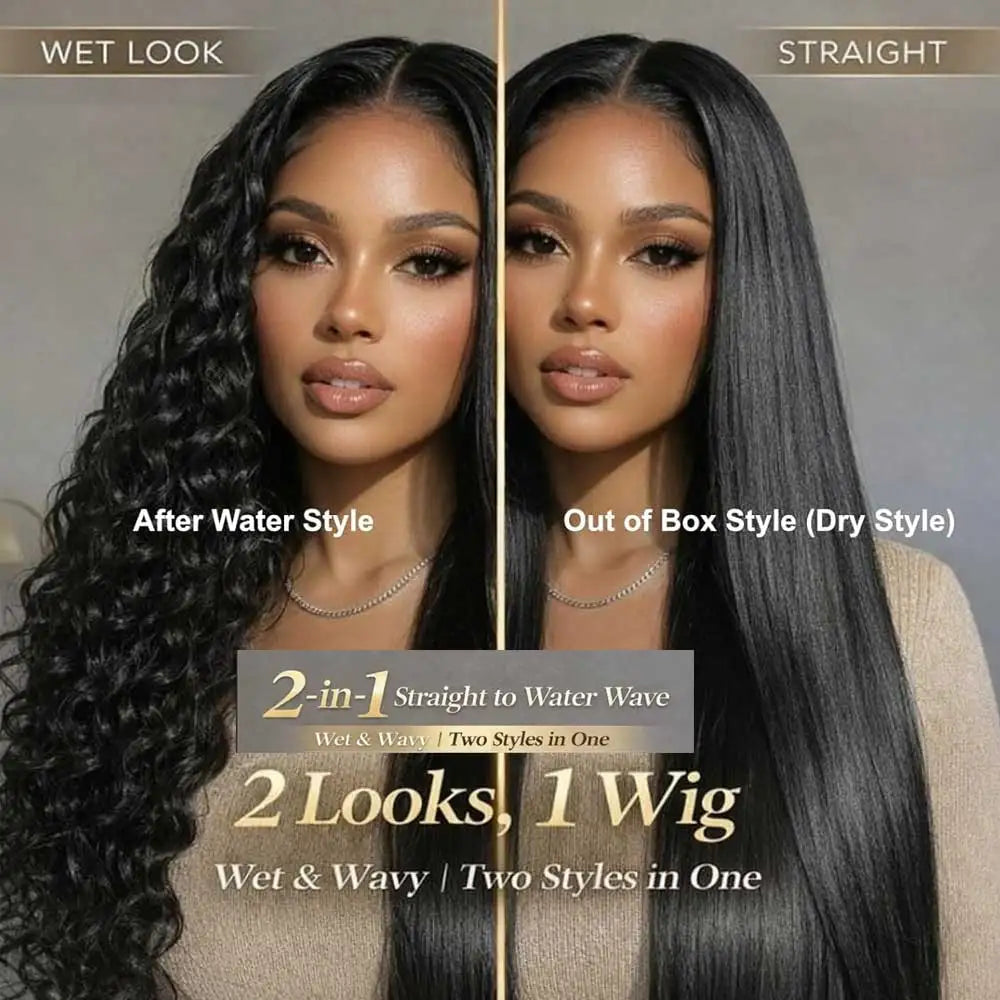 2-in-1 Straight to Water Wave Human Hair Wig