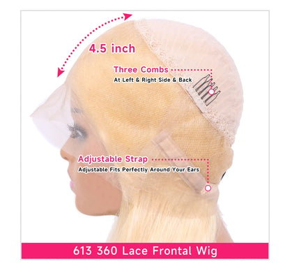 360 Lace Frontal Wig Honey Blonde Body Wave Human Hair
