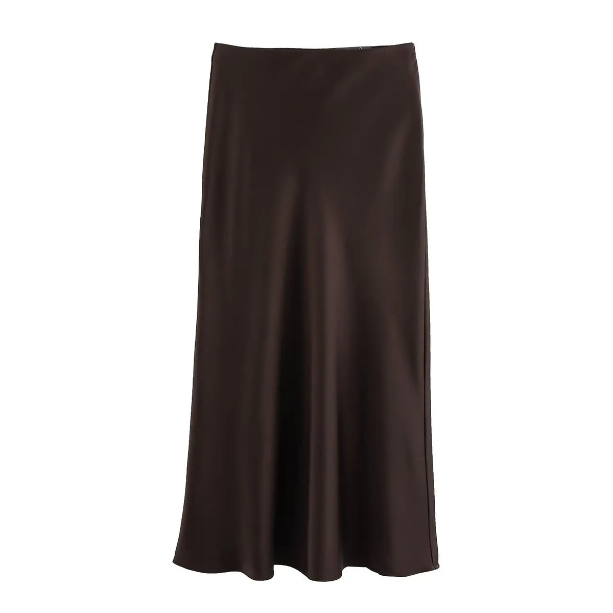 Vintage Satin Solid Long Skirt Women High Waist