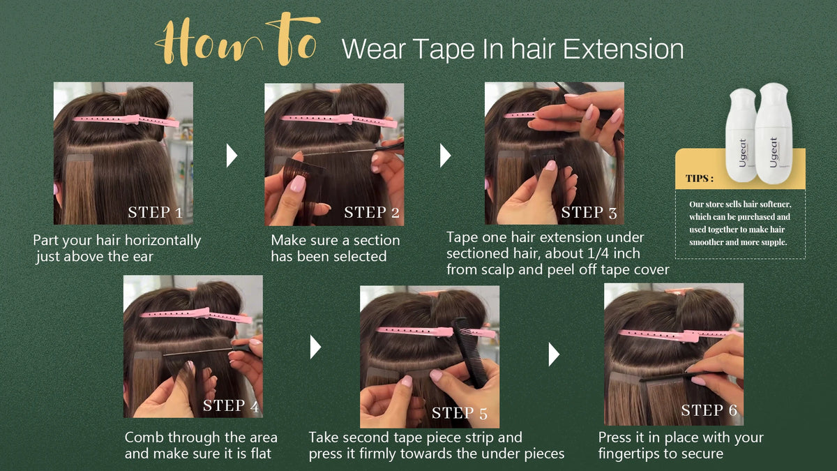 Ugeat Tape In Hair Extensions Brazilian Remy Hair 20P/40P