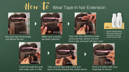 Ugeat Tape In Hair Extensions Brazilian Remy Hair 20P/40P