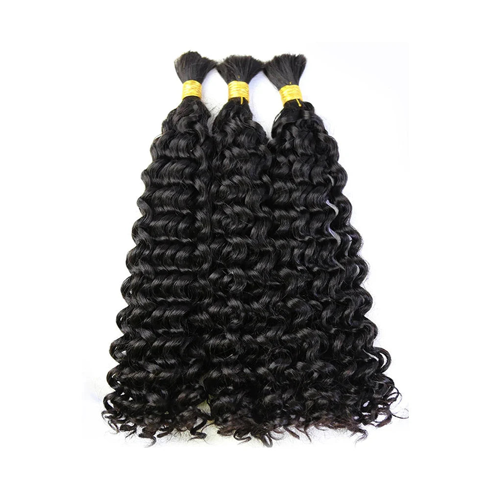 Water Wave Human Hair Bulk Braiding Hair Natural Black