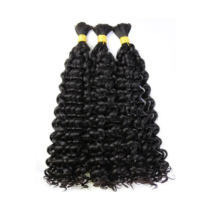 Water Wave Human Hair Bulk Braiding Hair Natural Black