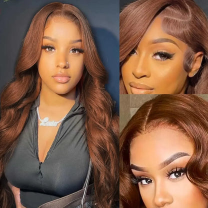 Body Wave Chocolate Brown Lace Front Wig Human Hair