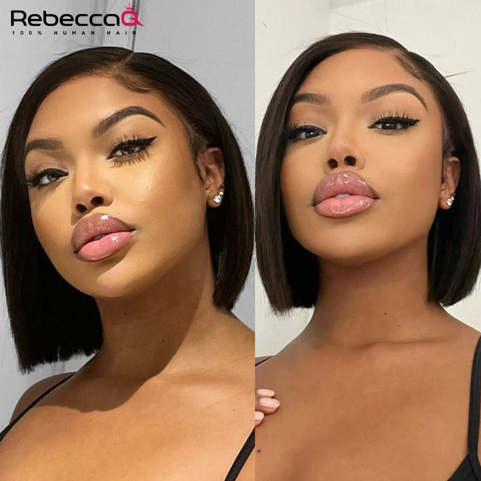 8 Inch Straight Bob Wig 100% Human Hair Natural Black
